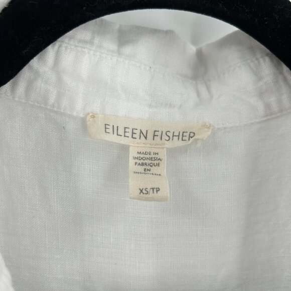 EILEEN FISHER White 100% Linen Button Up Sleeveless Summer Blouse Shirt Size XS - Picture 4 of 5